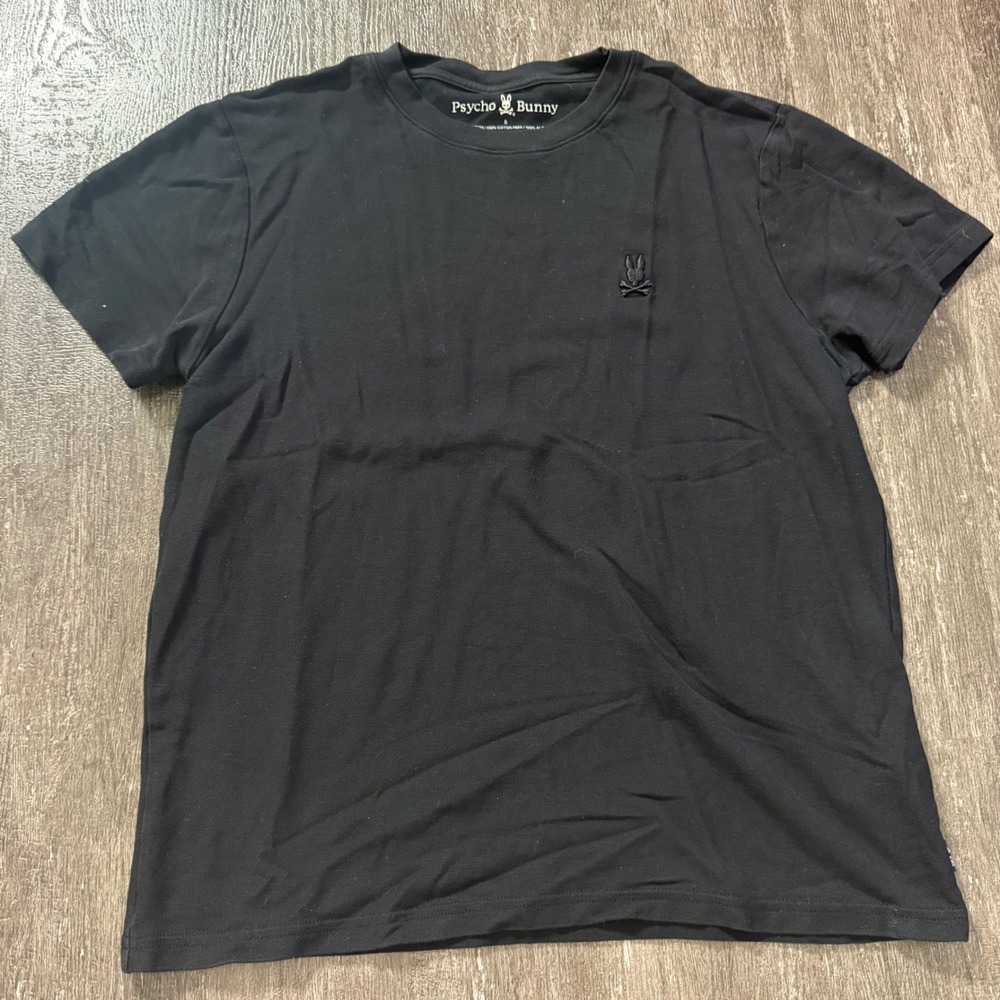 Psycho Bunny T-Shirt Men Size 5 Medium Black Pima Cotton Embroidered Logo Tee